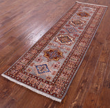 Super Kazak Handmade Wool Runner Rug - 2' 8" X 8' 4" - Golden Nile