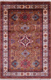 Super Kazak Hand Knotted Wool Rug - 3' 10" X 6' 0" - Golden Nile