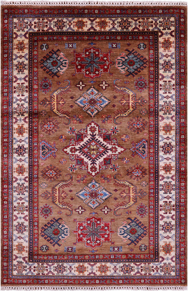 Super Kazak Hand Knotted Wool Rug - 3' 10" X 6' 0" - Golden Nile