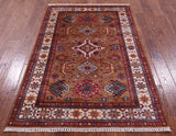 Super Kazak Hand Knotted Wool Rug - 3' 10" X 6' 0" - Golden Nile
