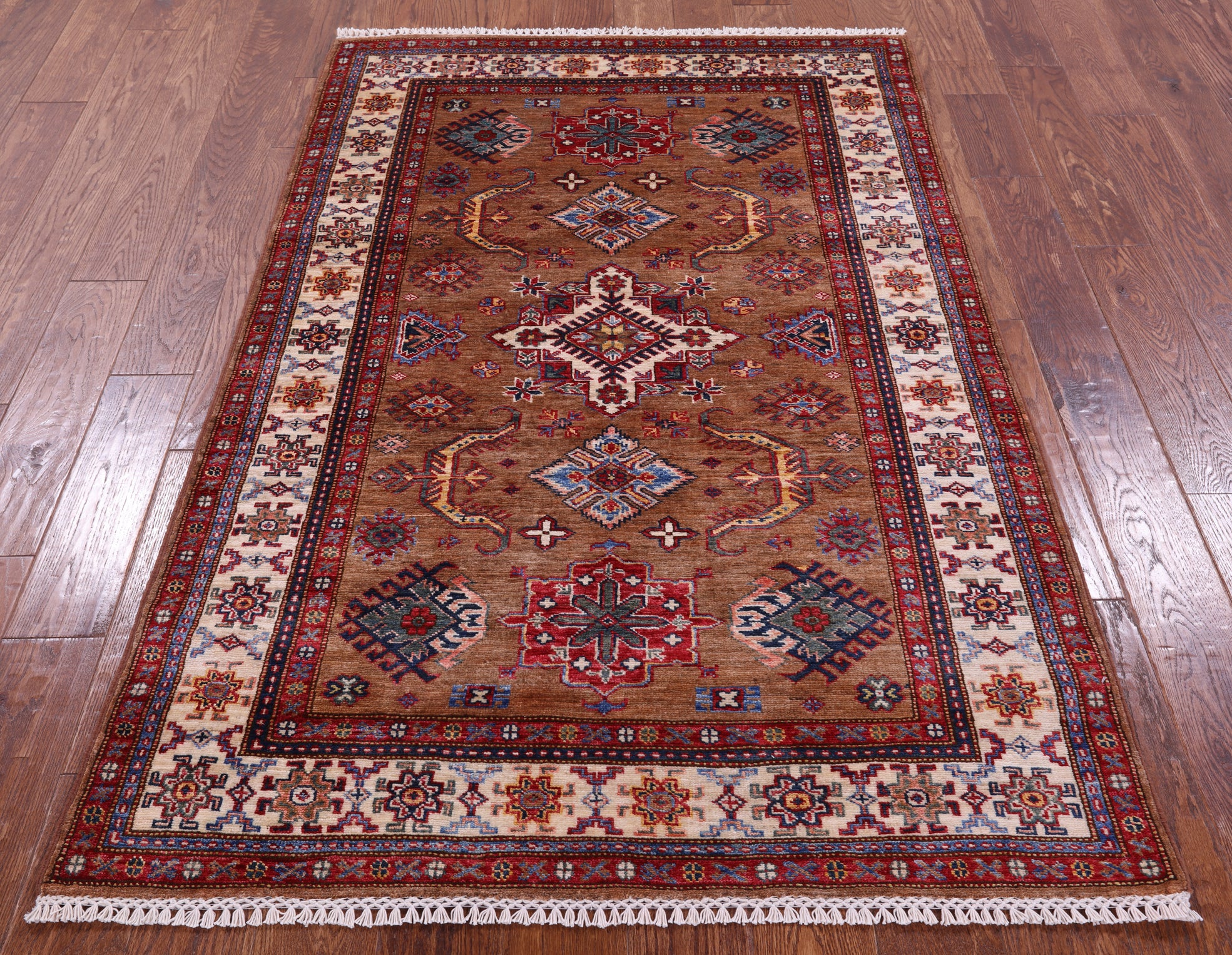 Super Kazak Hand Knotted Wool Rug - 3' 10" X 6' 0" - Golden Nile