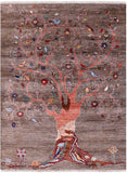 Tree Of Life Persian Gabbeh Handmade Wool Rug - 4' 11" X 6' 6" - Golden Nile