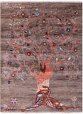 Tree Of Life Persian Gabbeh Handmade Wool Rug - 4' 11" X 6' 6" - Golden Nile