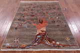 Tree Of Life Persian Gabbeh Handmade Wool Rug - 4' 11" X 6' 6" - Golden Nile