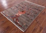 Tree Of Life Persian Gabbeh Handmade Wool Rug - 4' 11" X 6' 6" - Golden Nile
