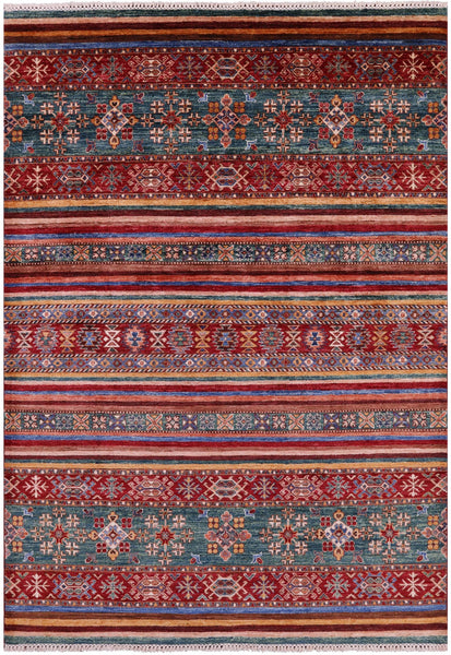 Khorjin Persian Gabbeh Handmade Wool Rug - 5' 8" X 7' 10" - Golden Nile