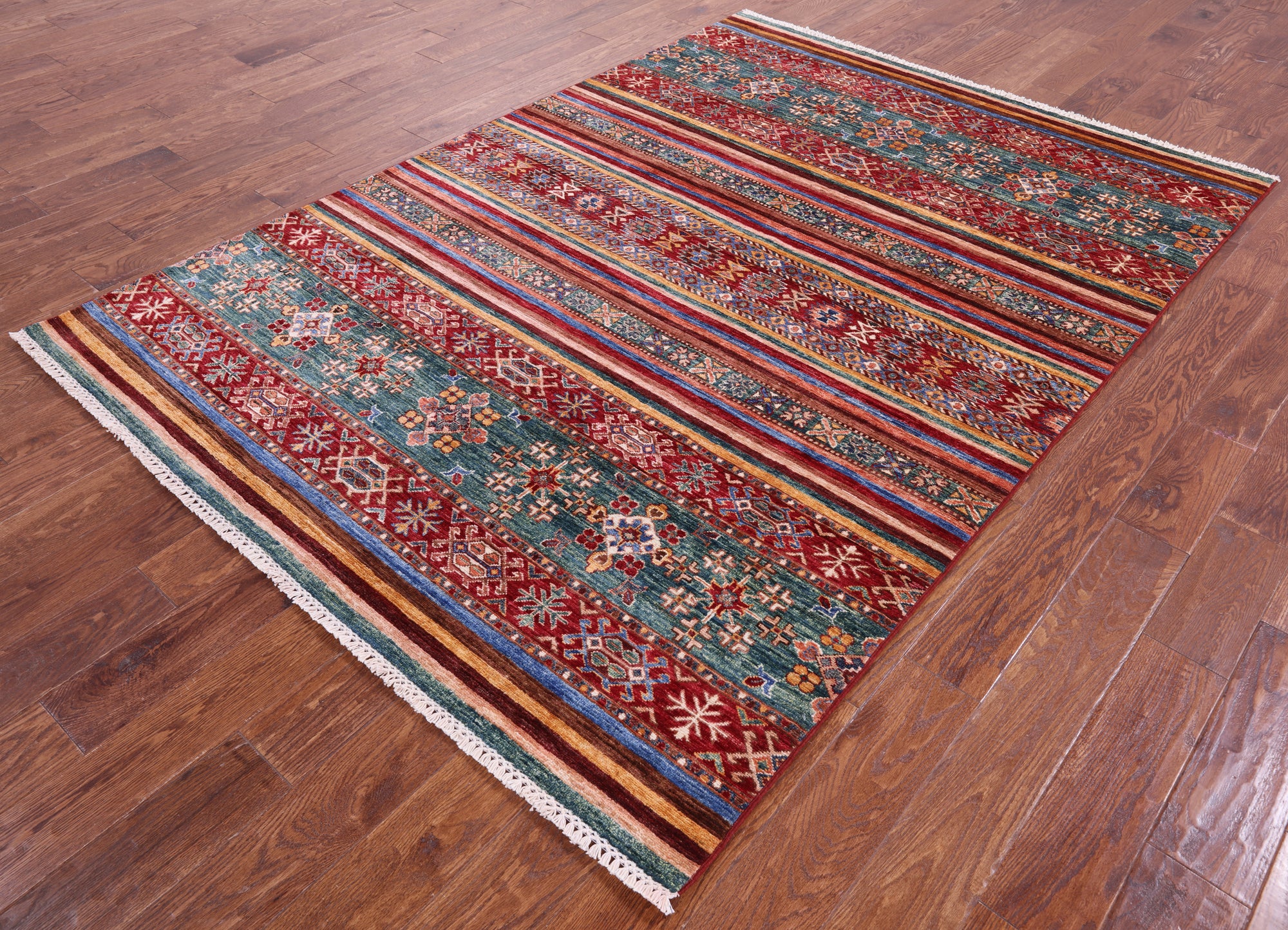 Khorjin Persian Gabbeh Handmade Wool Rug - 5' 8" X 7' 10" - Golden Nile