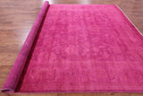 Pink Full Pile Overdyed Hand Knotted Wool Rug - 10' 0" X 13' 9" - Golden Nile