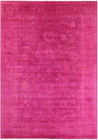 Pink Full Pile Overdyed Hand Knotted Wool Rug - 10' 0