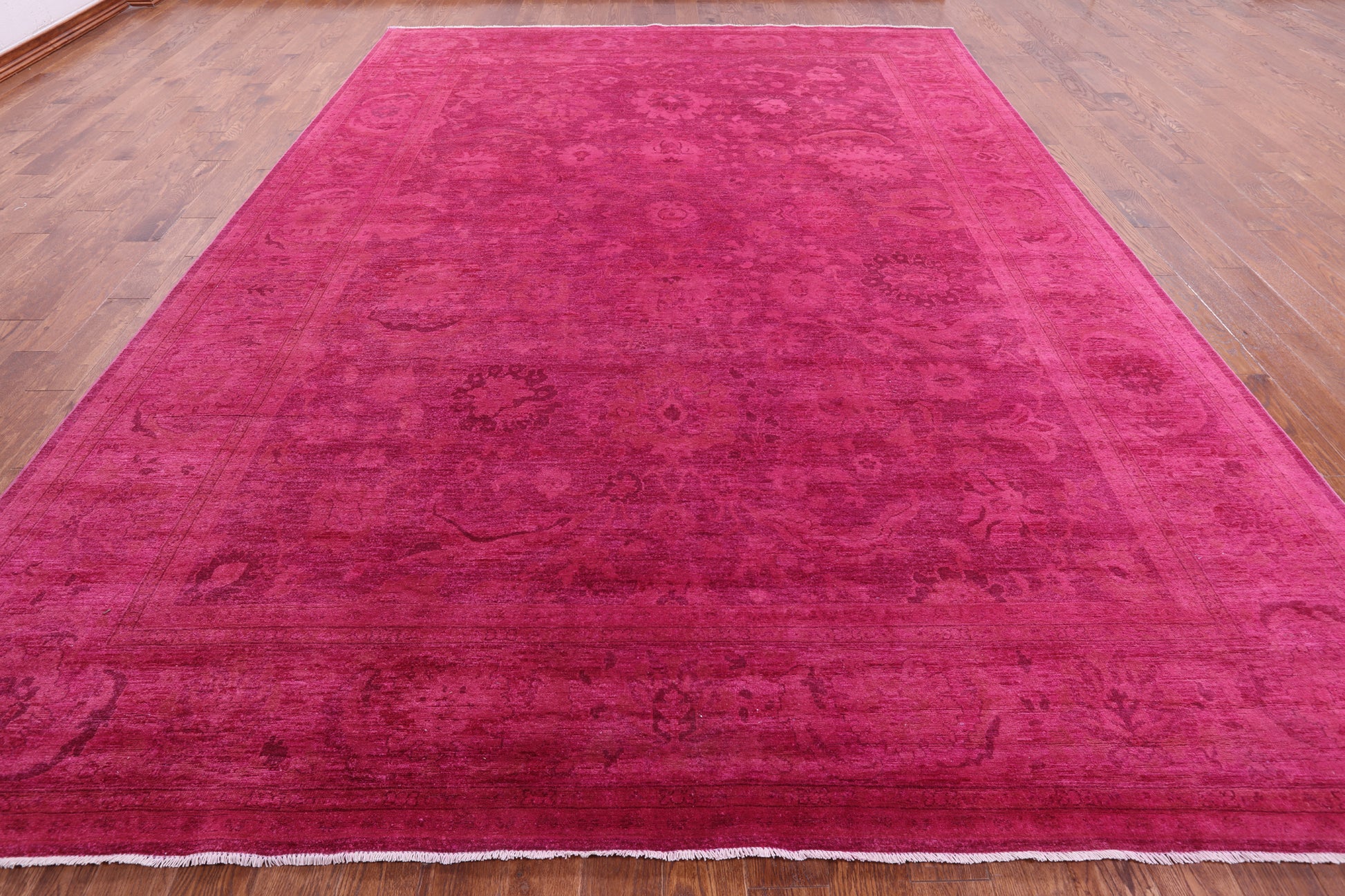 Pink Full Pile Overdyed Hand Knotted Wool Rug - 10' 0" X 13' 9" - Golden Nile