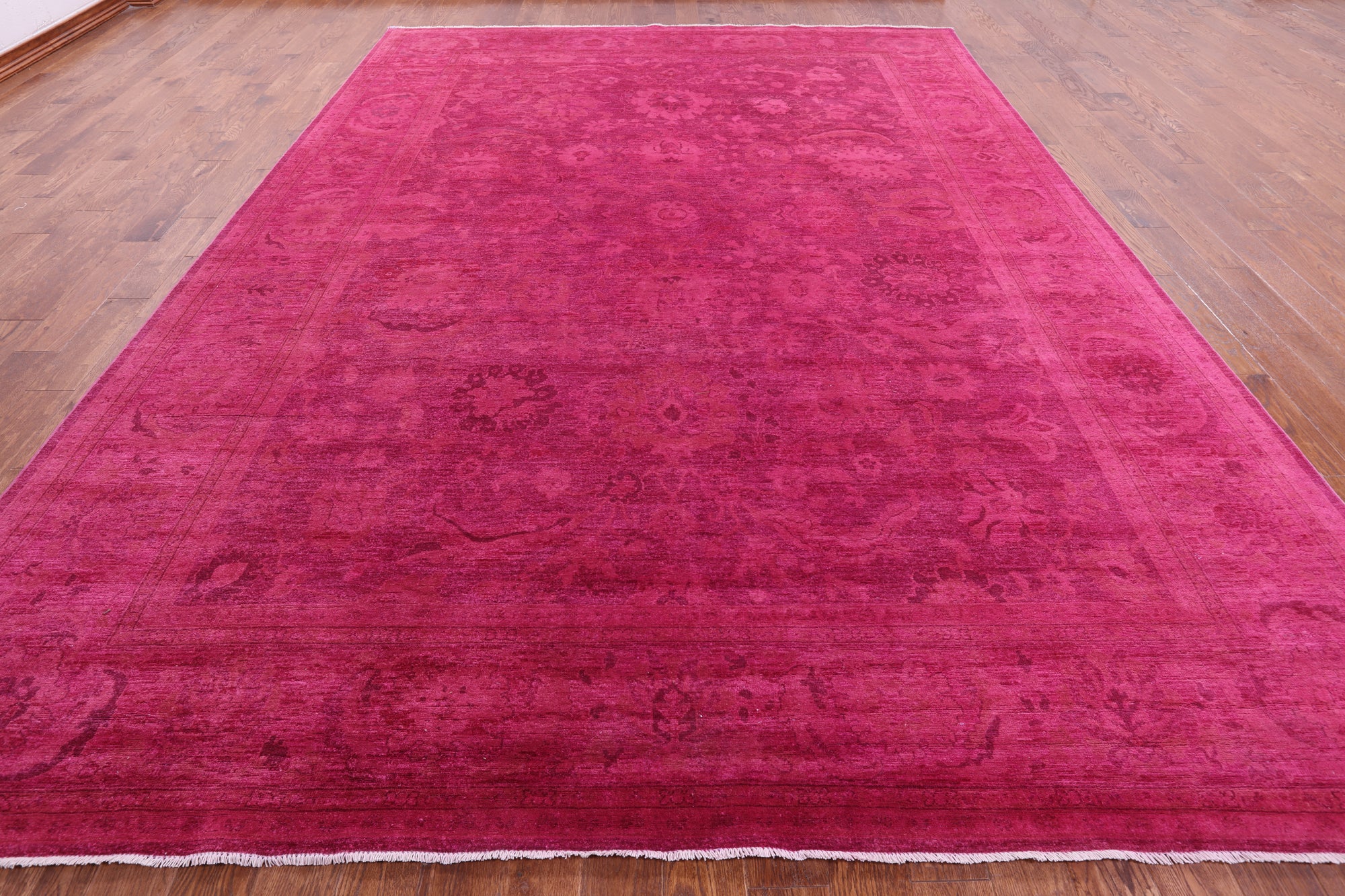 Pink Full Pile Overdyed Hand Knotted Wool Rug - 10' 0" X 13' 9" - Golden Nile