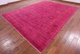 Pink Full Pile Overdyed Hand Knotted Wool Rug - 10' 0" X 13' 9" - Golden Nile