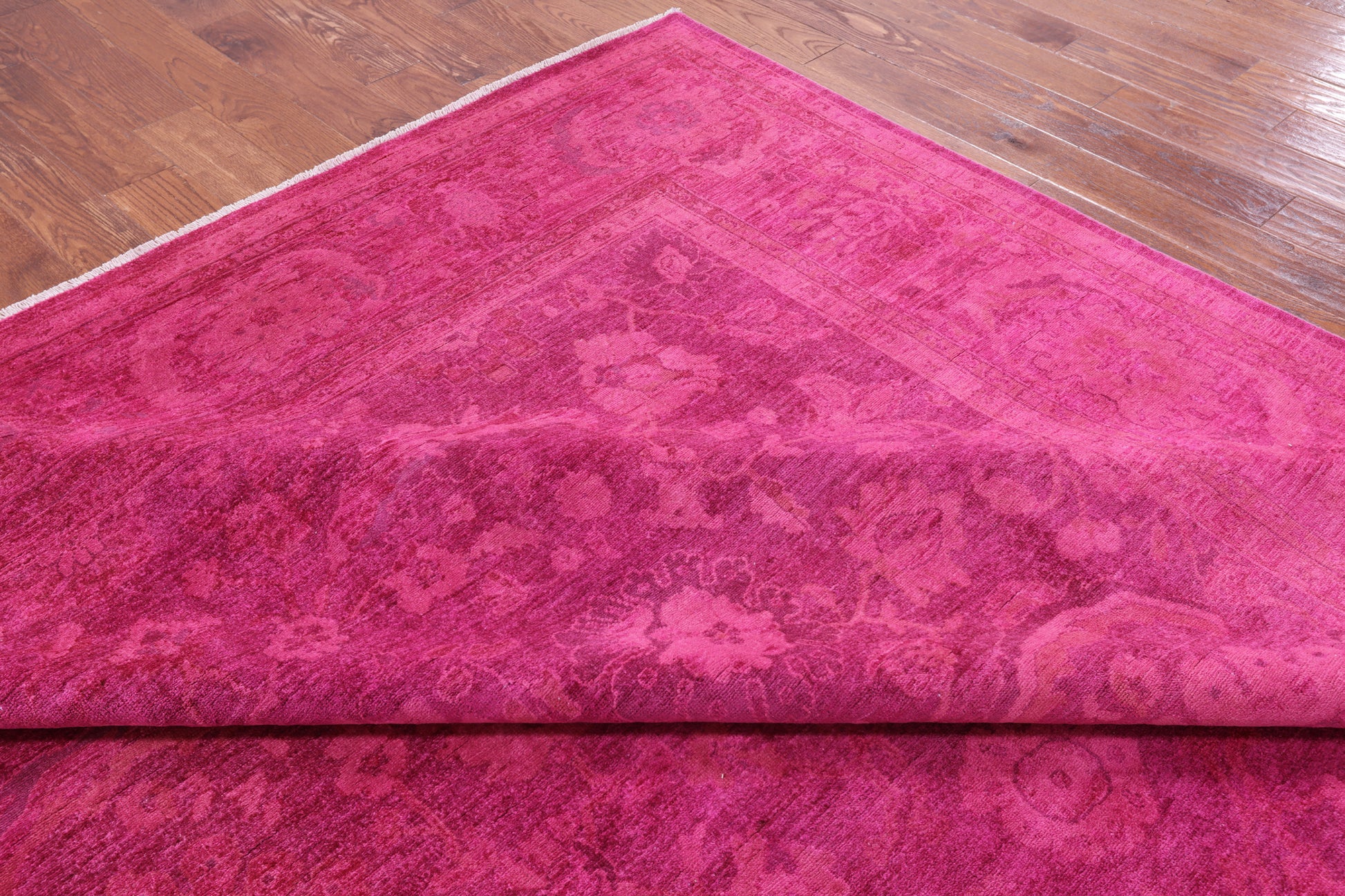 Pink Full Pile Overdyed Hand Knotted Wool Rug - 10' 0" X 13' 9" - Golden Nile