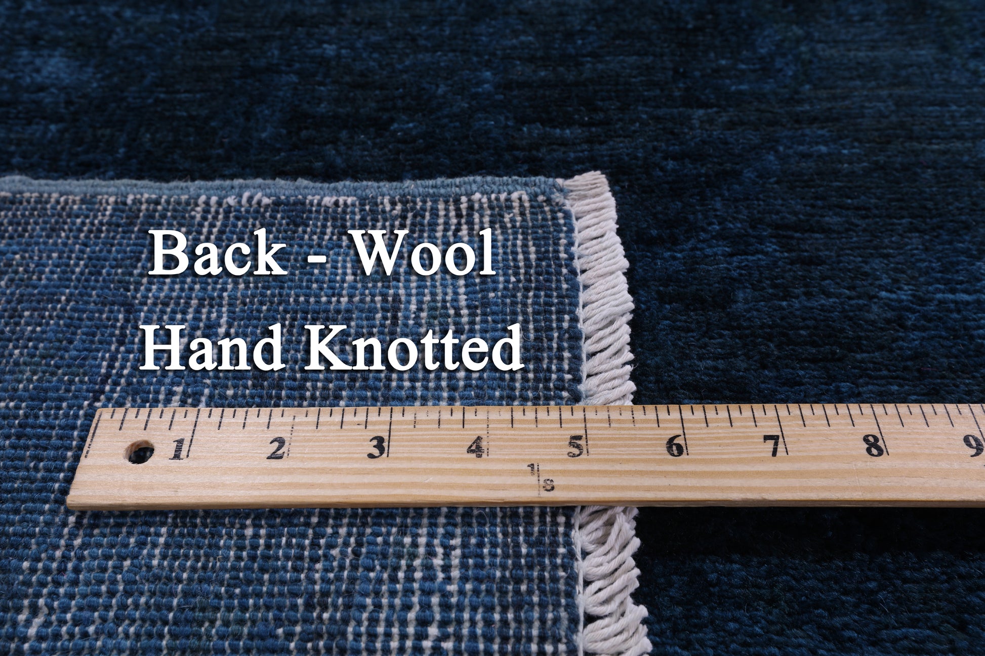 Blue Full Pile Overdyed Hand Knotted Wool Rug - 7' 9" X 9' 9" - Golden Nile