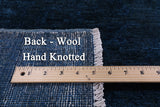 Blue Full Pile Overdyed Hand Knotted Wool Rug - 7' 9" X 9' 9" - Golden Nile