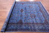 Blue Super Kazak Full Pile Overdyed Handmade Wool Rug - 8' 0" X 9' 6" - Golden Nile