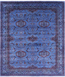 Blue Super Kazak Full Pile Overdyed Handmade Wool Rug - 8' 0" X 9' 6" - Golden Nile