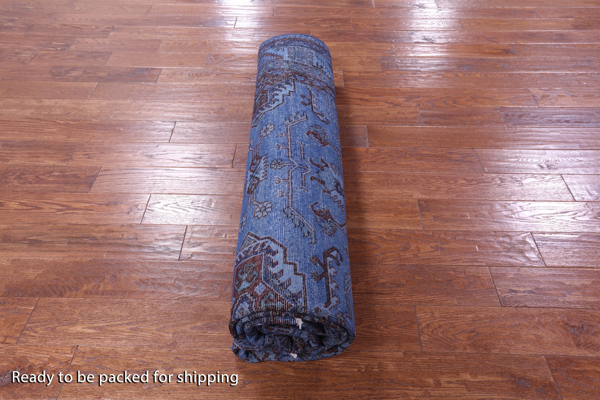 Blue Super Kazak Full Pile Overdyed Handmade Wool Rug - 8' 0" X 9' 6" - Golden Nile