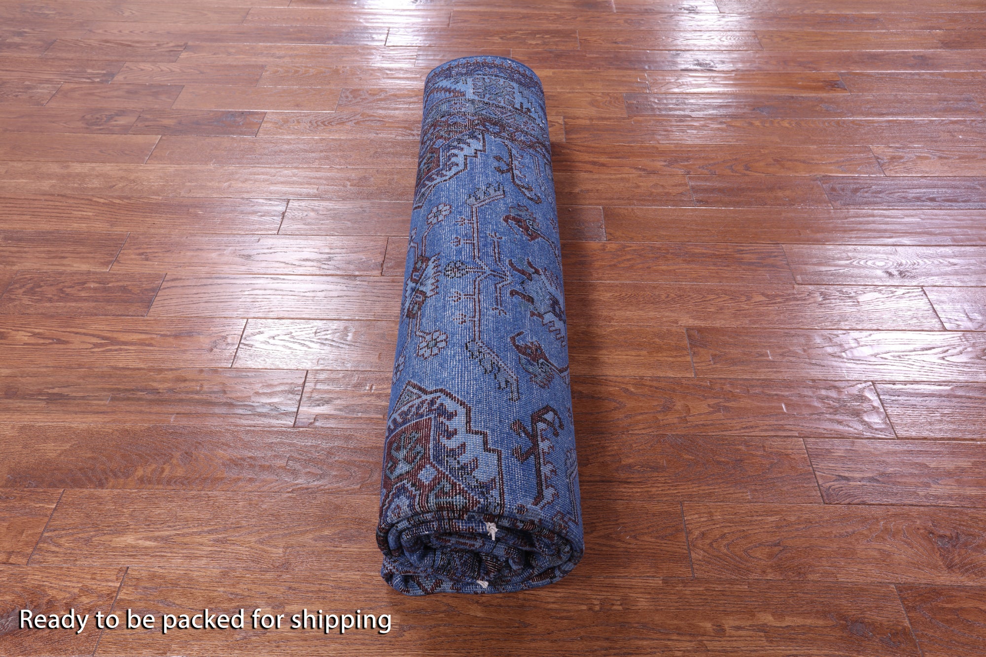 Blue Super Kazak Full Pile Overdyed Handmade Wool Rug - 8' 0" X 9' 6" - Golden Nile