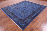 Blue Super Kazak Full Pile Overdyed Handmade Wool Rug - 8' 0" X 9' 6" - Golden Nile