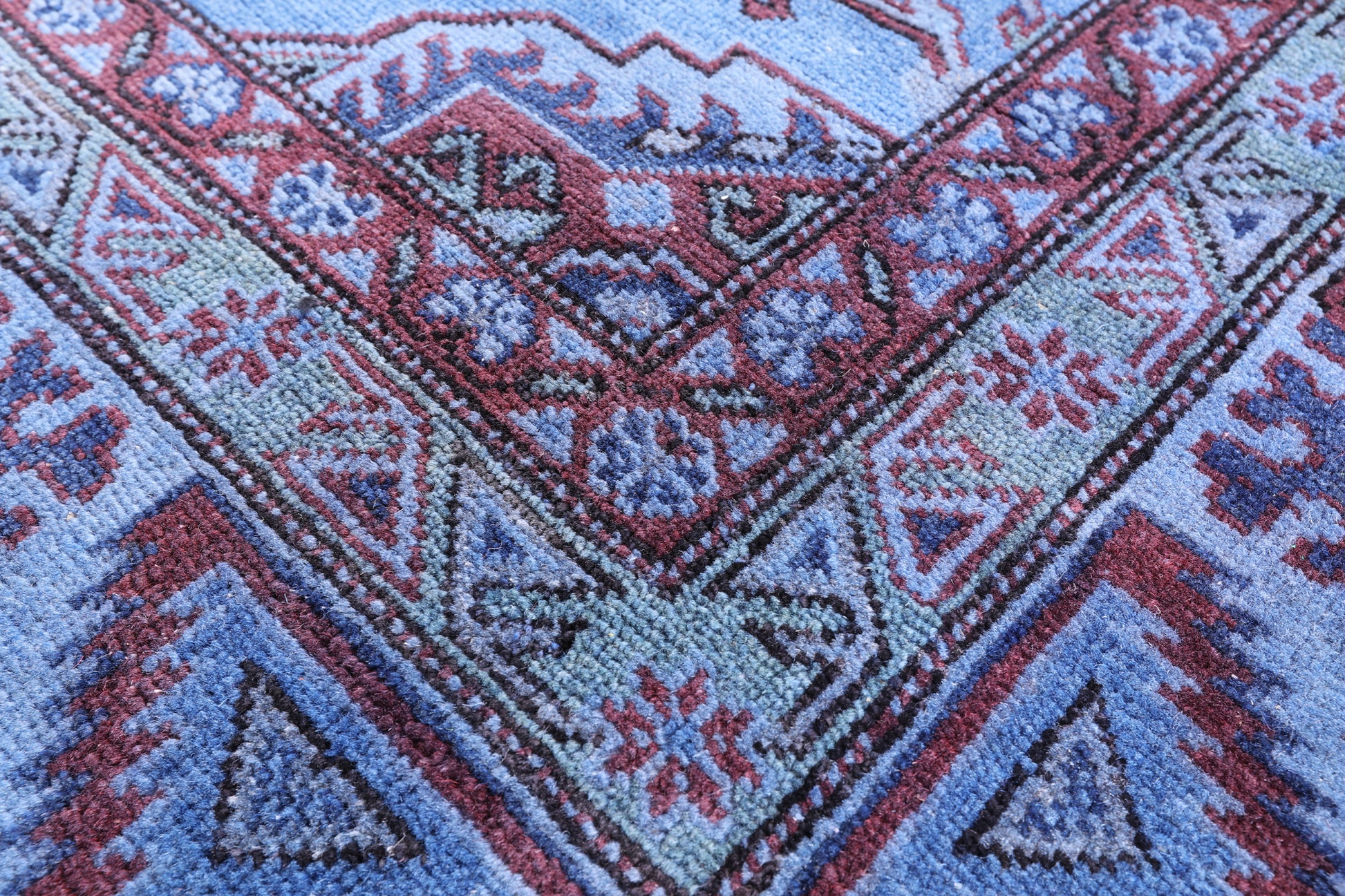Blue Super Kazak Full Pile Overdyed Handmade Wool Rug - 8' 0" X 9' 6" - Golden Nile