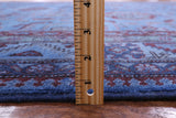 Blue Super Kazak Full Pile Overdyed Handmade Wool Rug - 8' 0" X 9' 6" - Golden Nile