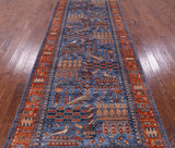 Blue Persian Fine Serapi Hand Knotted Wool Rug - 5' 0" X 13' 10" - Golden Nile