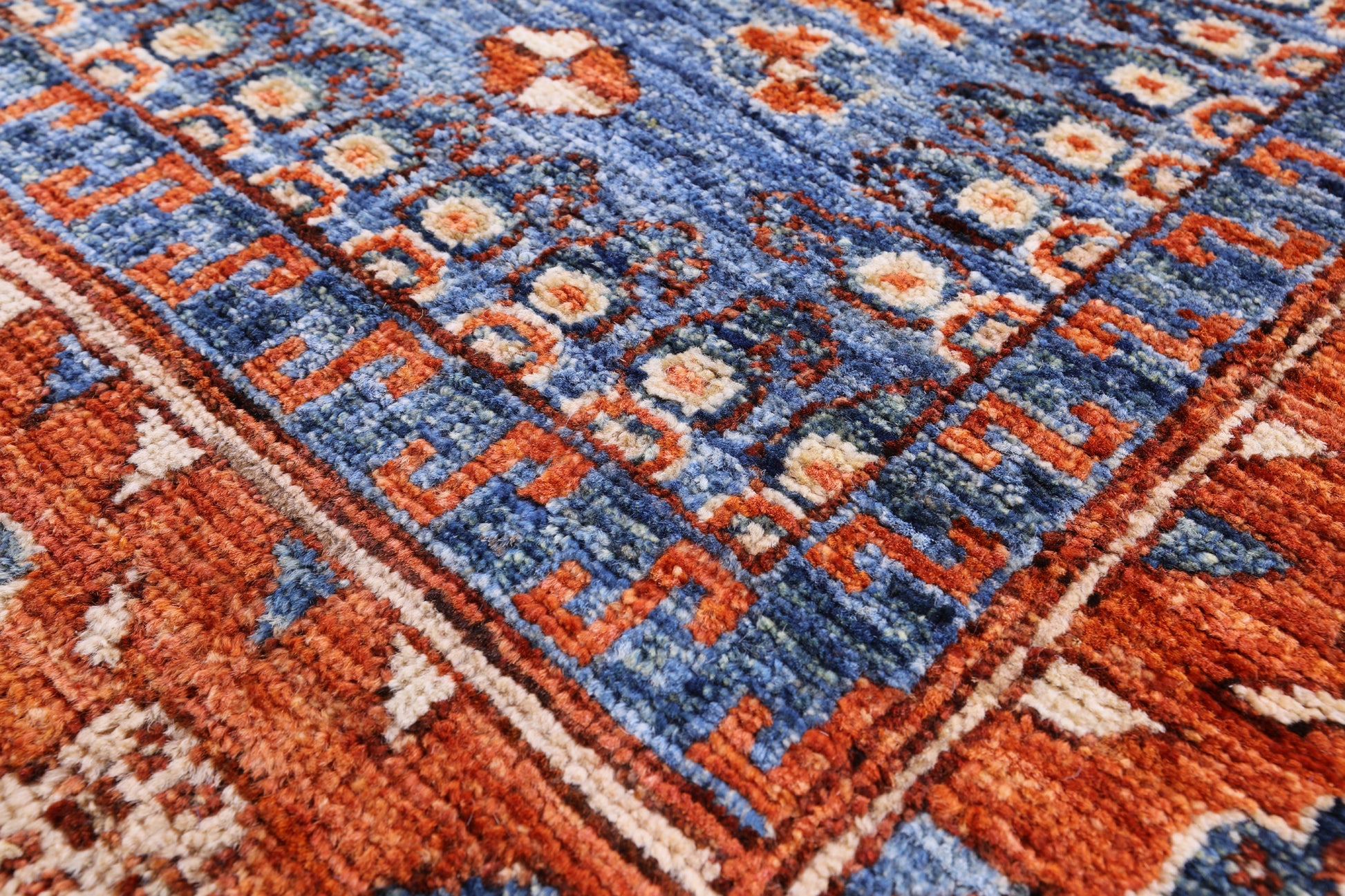 Blue Persian Fine Serapi Hand Knotted Wool Rug - 5' 0" X 13' 10" - Golden Nile