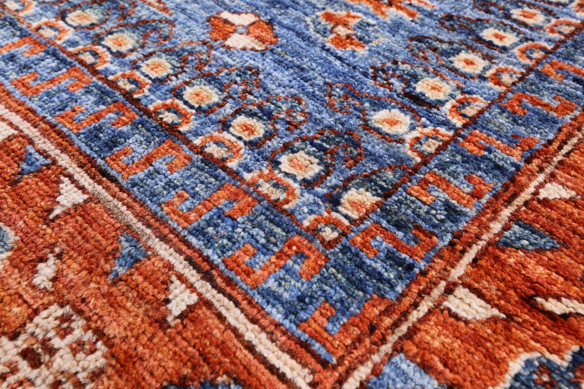 Blue Persian Fine Serapi Hand Knotted Wool Rug - 5' 0" X 13' 10" - Golden Nile