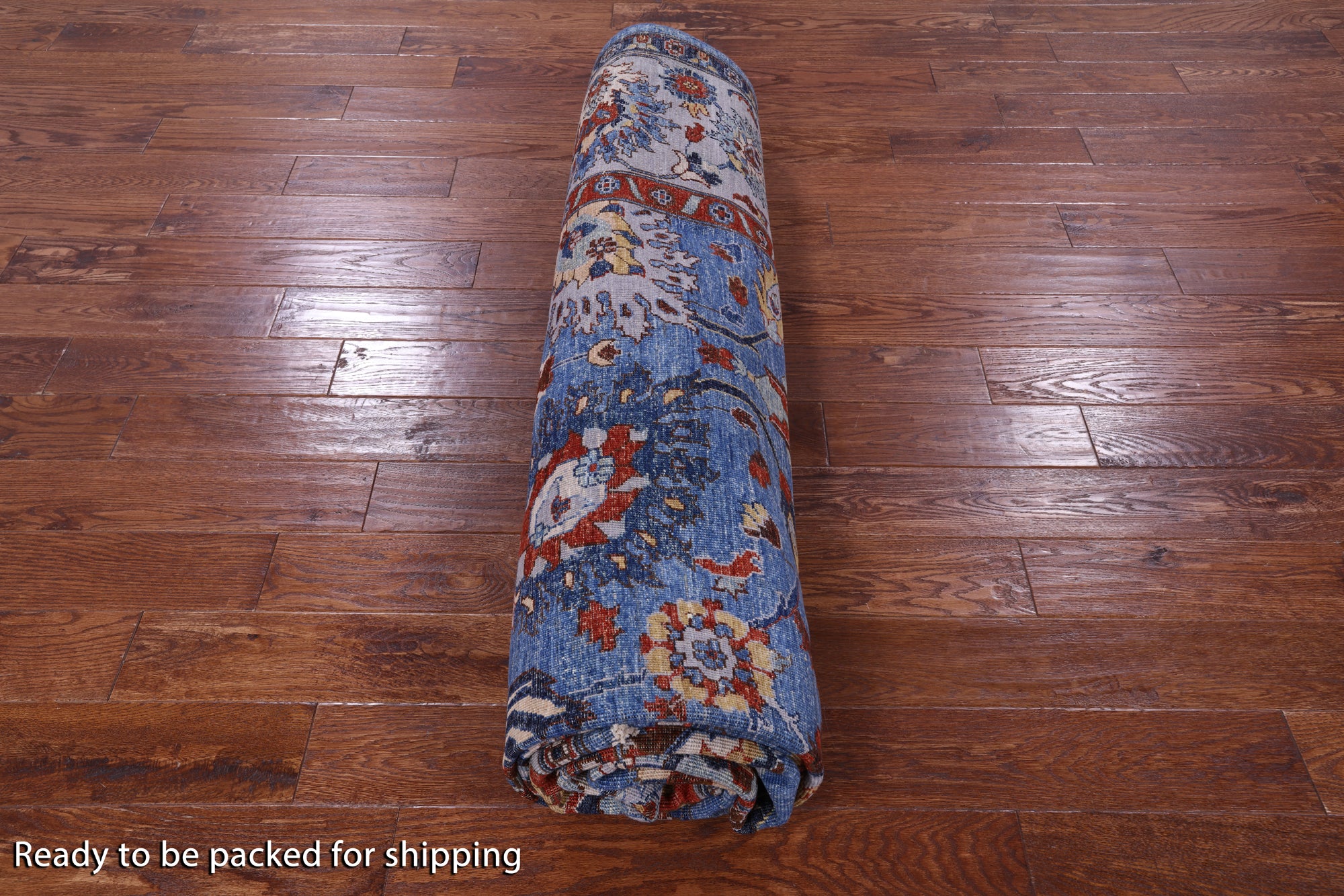 Blue Persian Fine Serapi Hand Knotted Wool Rug - 8' 10" X 11' 9" - Golden Nile