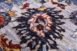 Blue Persian Fine Serapi Hand Knotted Wool Rug - 8' 10" X 11' 9" - Golden Nile