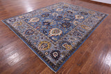 Blue Persian Fine Serapi Handmade Wool Rug - 9' 1" X 11' 7" - Golden Nile