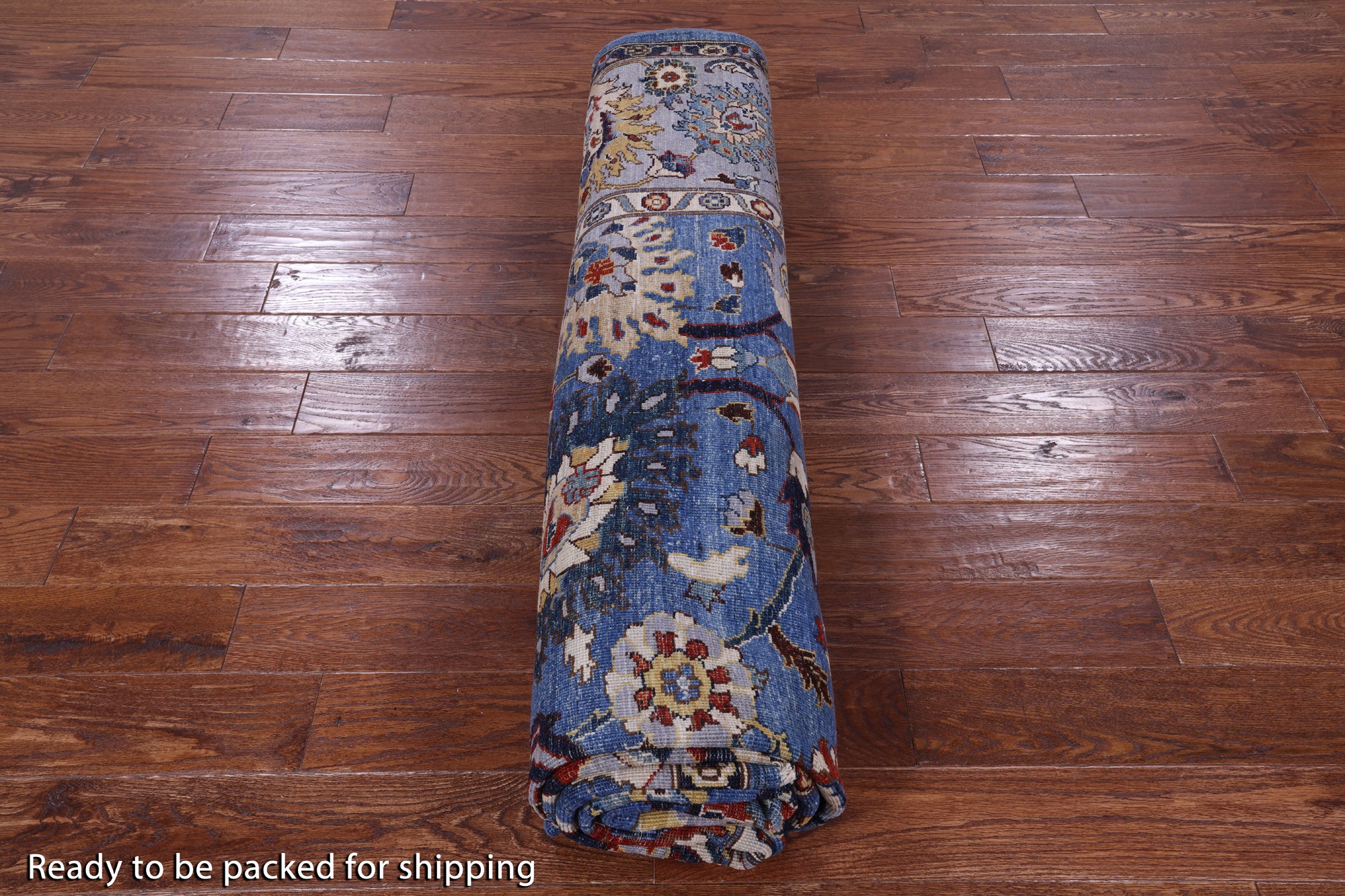 Blue Persian Fine Serapi Handmade Wool Rug - 9' 1" X 11' 7" - Golden Nile