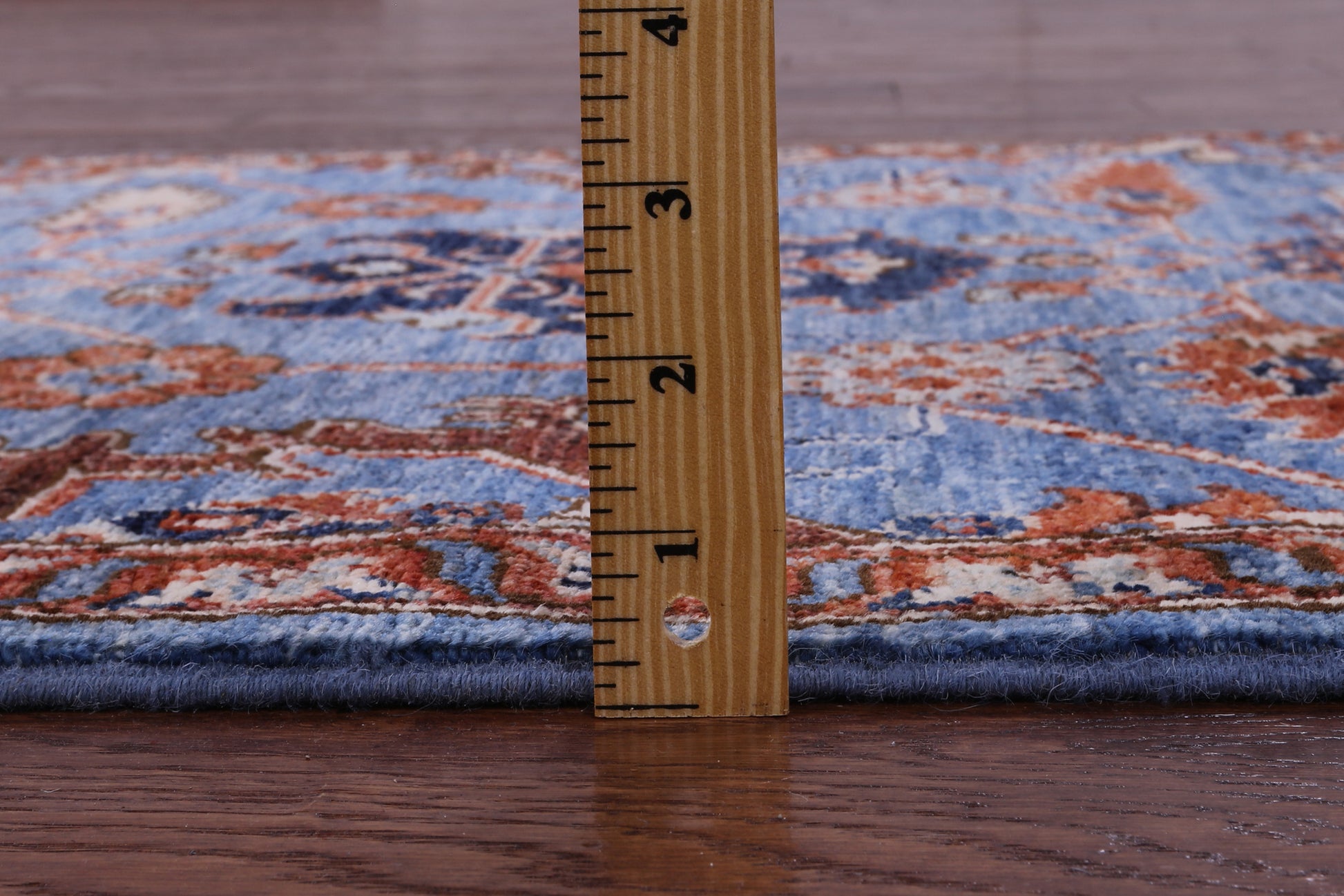 Blue Persian Fine Serapi Hand Knotted Wool Runner Rug - 2' 9" X 11' 6" - Golden Nile