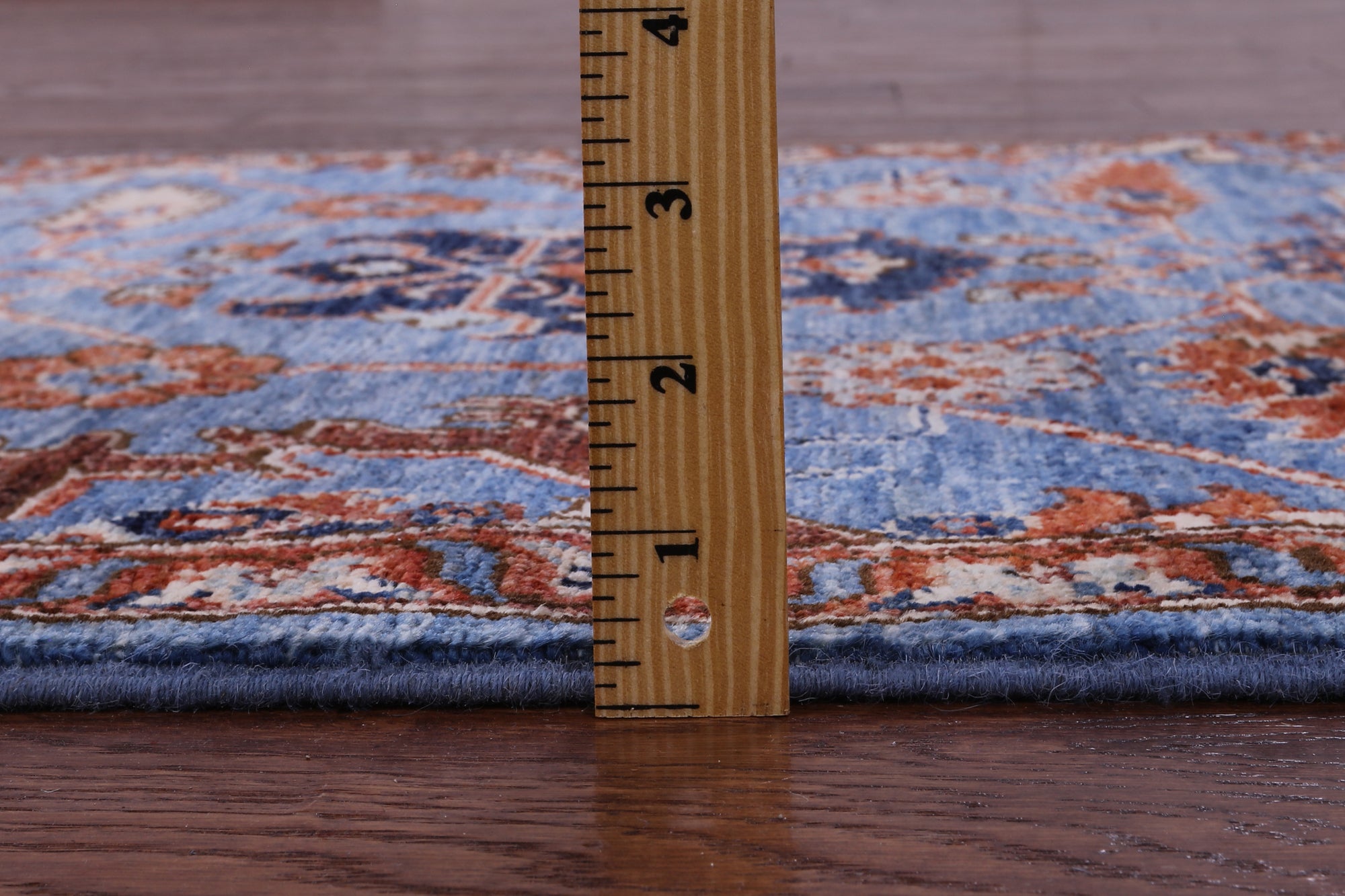 Blue Persian Fine Serapi Hand Knotted Wool Runner Rug - 2' 9" X 11' 6" - Golden Nile