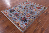 Blue Persian Fine Serapi Hand Knotted Wool Rug - 4' 10" X 6' 4" - Golden Nile