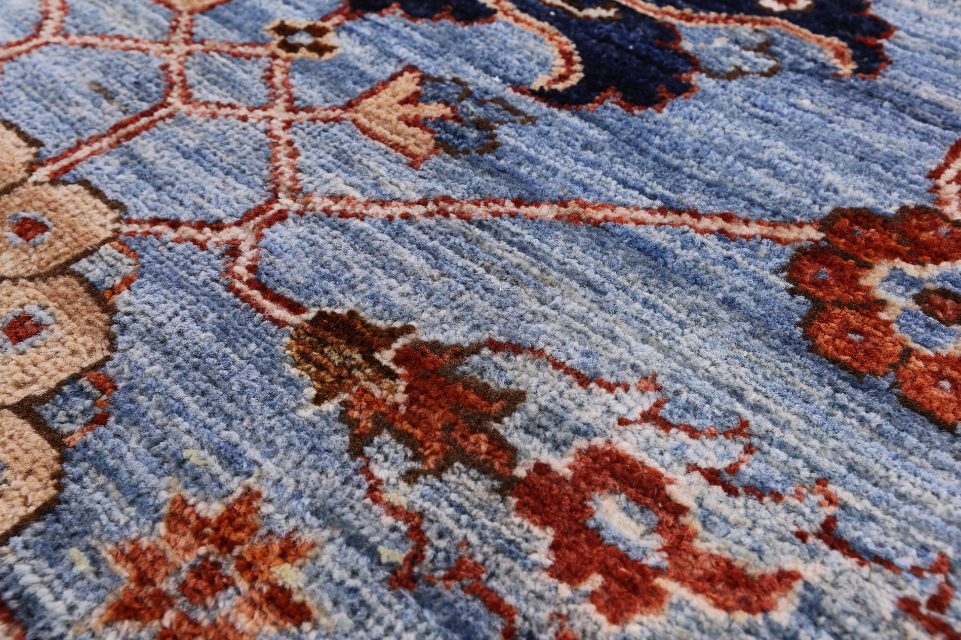 Blue Persian Fine Serapi Hand Knotted Wool Rug - 4' 10" X 6' 4" - Golden Nile