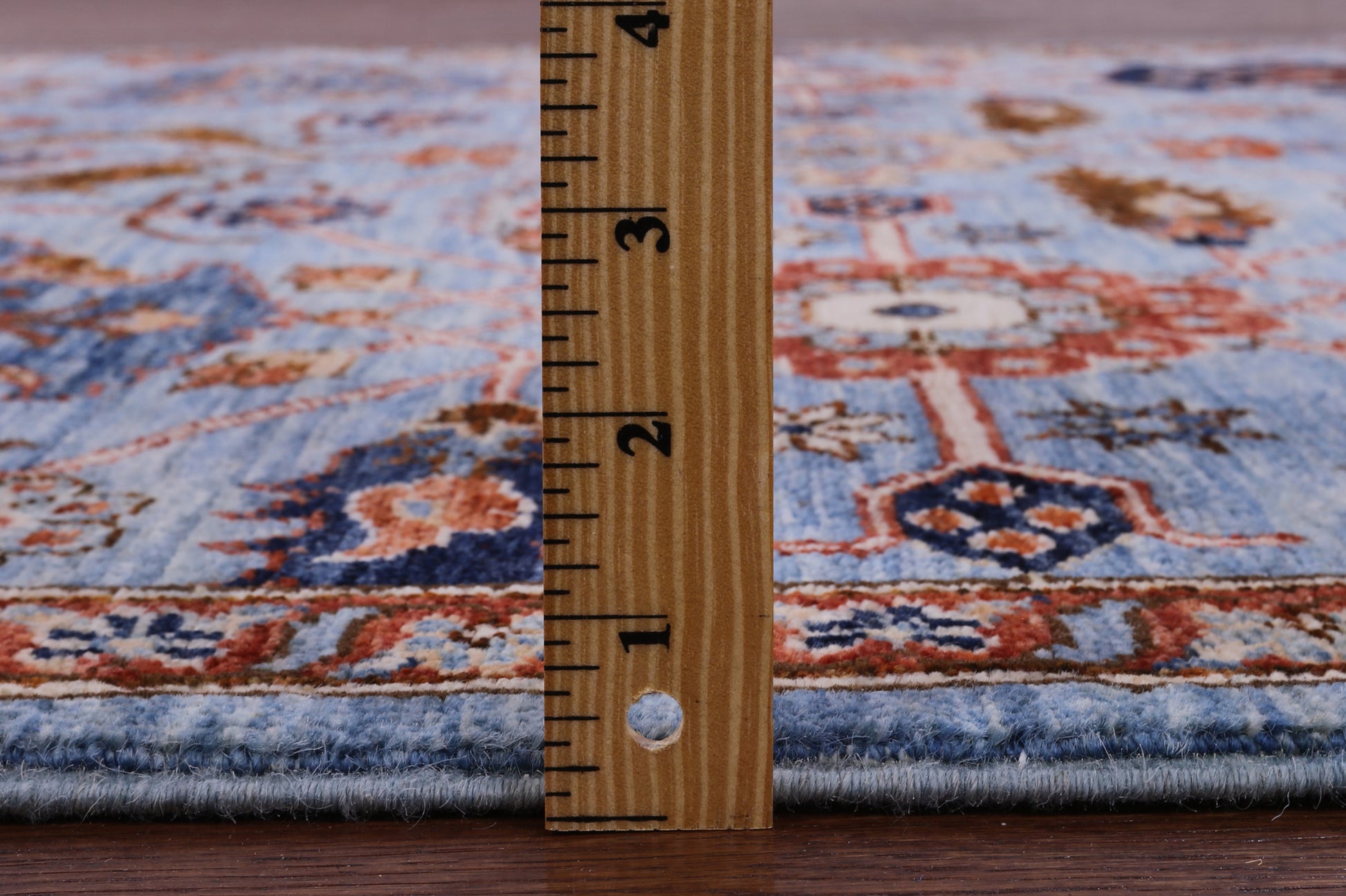 Blue Persian Fine Serapi Hand Knotted Wool Rug - 4' 10" X 6' 4" - Golden Nile