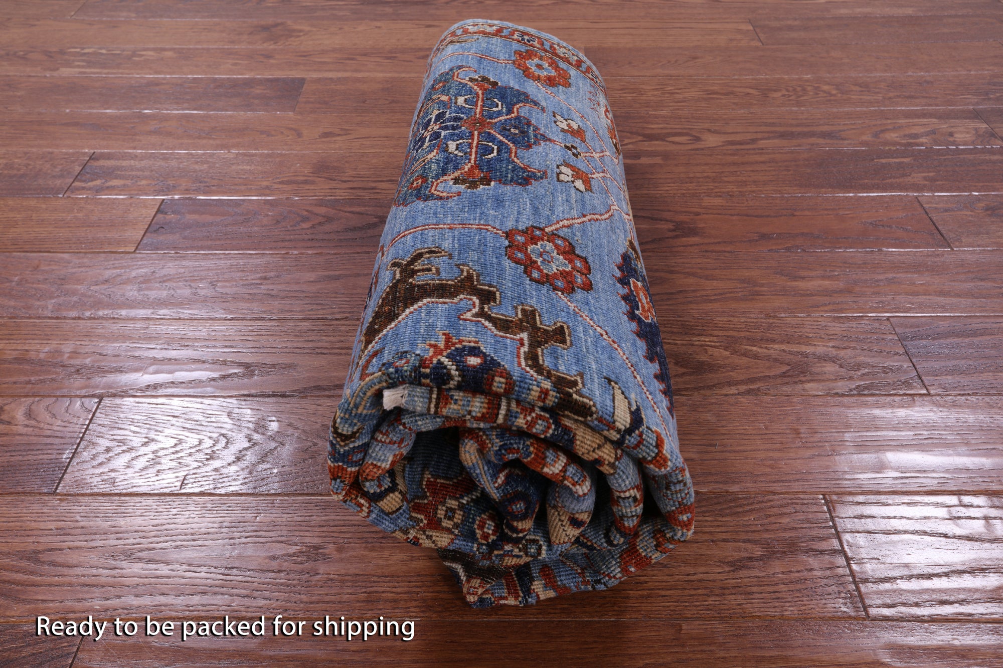 Blue Persian Fine Serapi Hand Knotted Wool Rug - 4' 10" X 6' 4" - Golden Nile