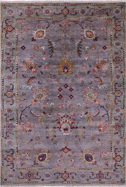 Grey Persian Tabriz Hand Knotted Wool Rug - 5' 8" X 8' 1" - Golden Nile