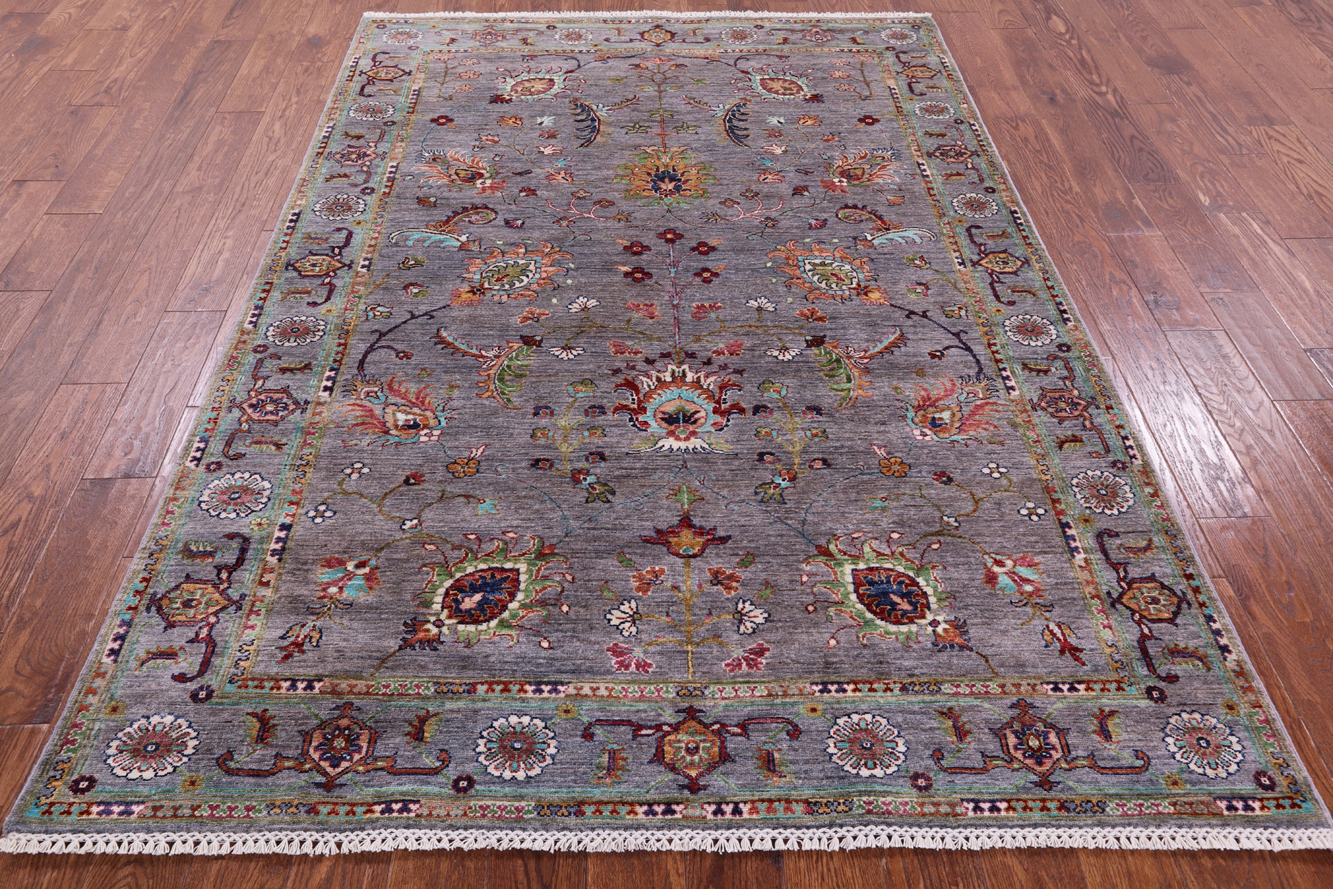 Grey Persian Tabriz Hand Knotted Wool Rug - 5' 8" X 8' 1" - Golden Nile