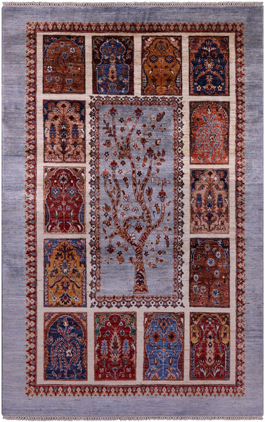 Tree Of Life Persian Hand Knotted Wool Rug - 5' 4" X 8' 5" - Golden Nile