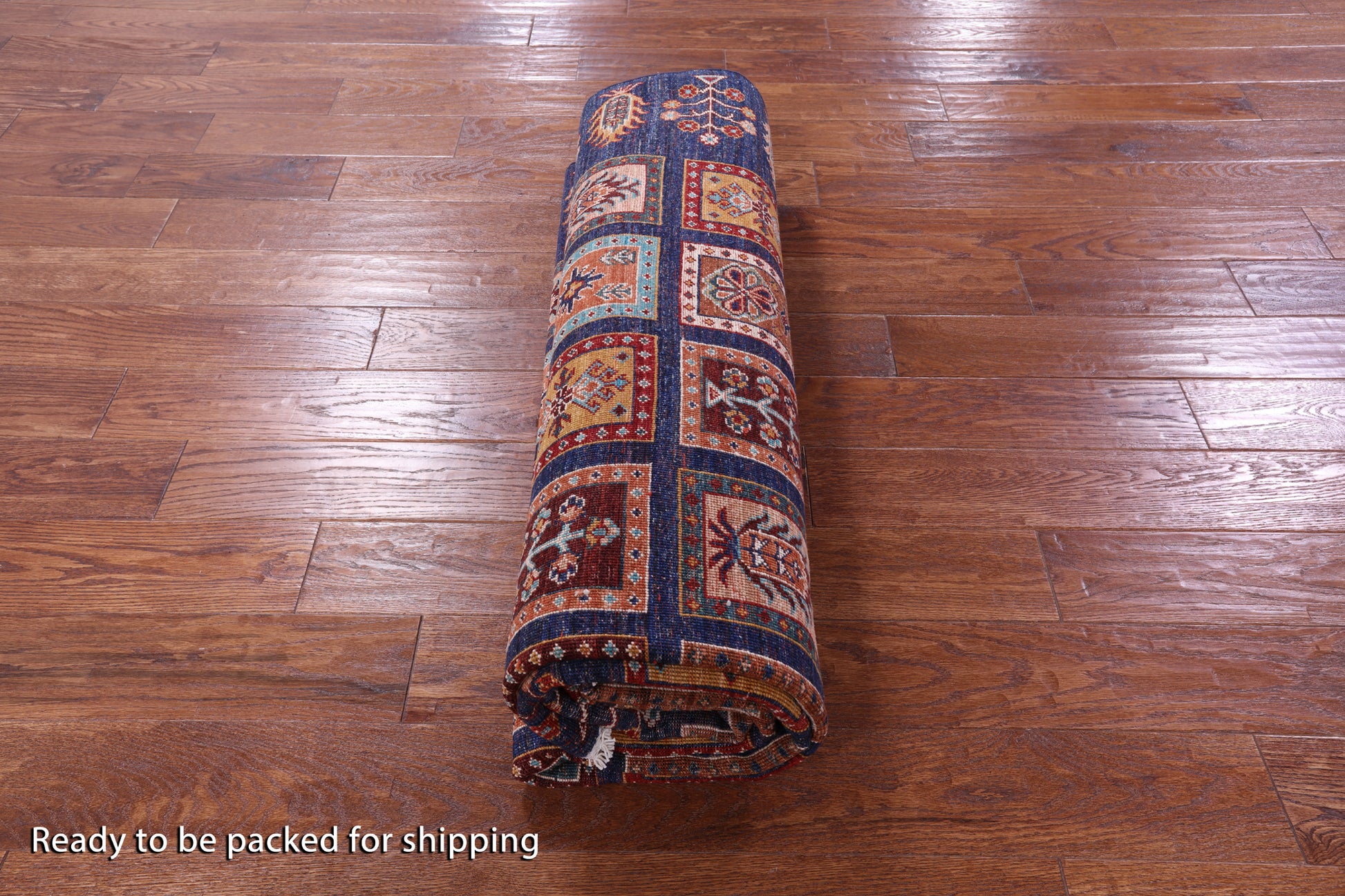 Blue Garden Design Persian Handmade Wool Rug - 6' 6" X 9' 9" - Golden Nile