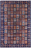 Blue Garden Design Persian Handmade Wool Rug - 6' 6" X 9' 9" - Golden Nile