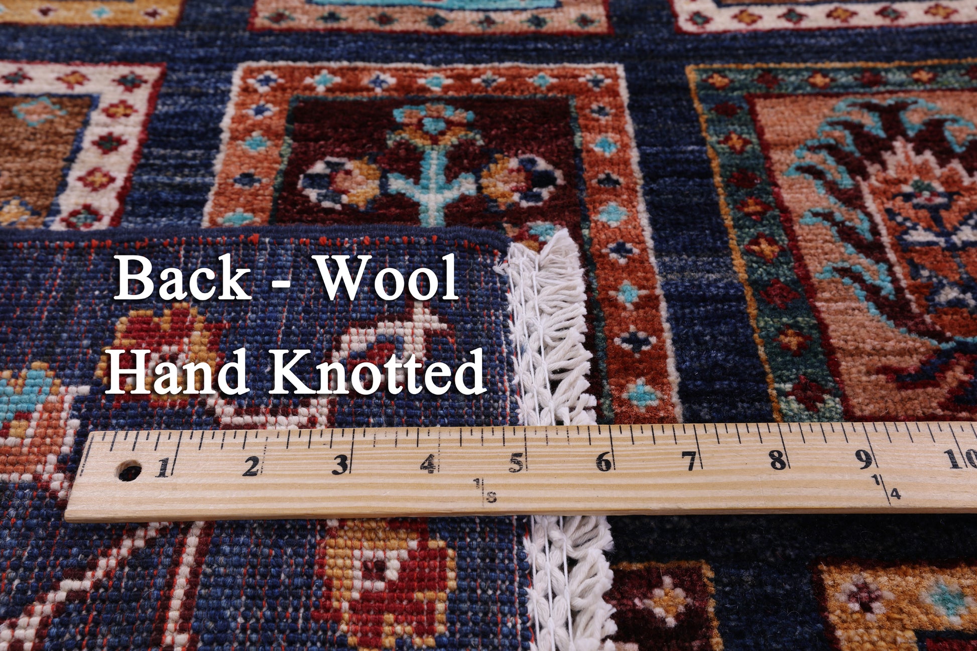 Blue Garden Design Persian Handmade Wool Rug - 6' 6" X 9' 9" - Golden Nile