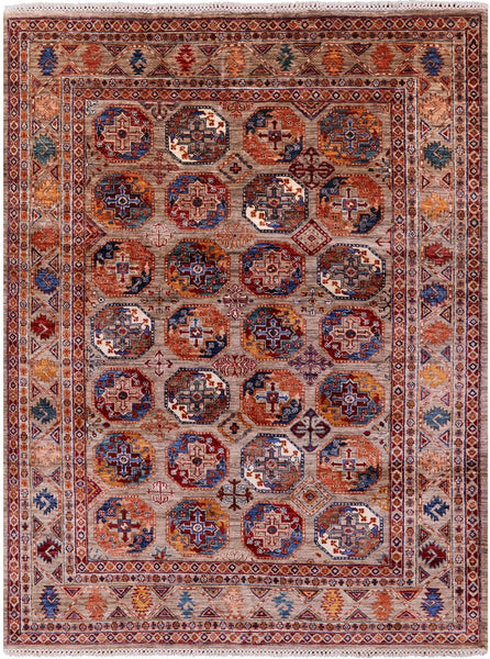Turkmen Ersari Handmade Wool Rug - 5' 10" X 7' 7" - Golden Nile