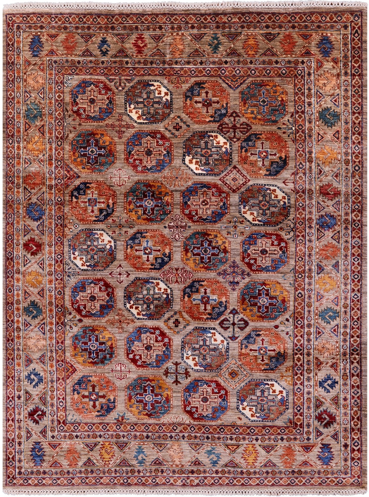 Turkmen Ersari Handmade Wool Rug - 5' 10" X 7' 7" - Golden Nile