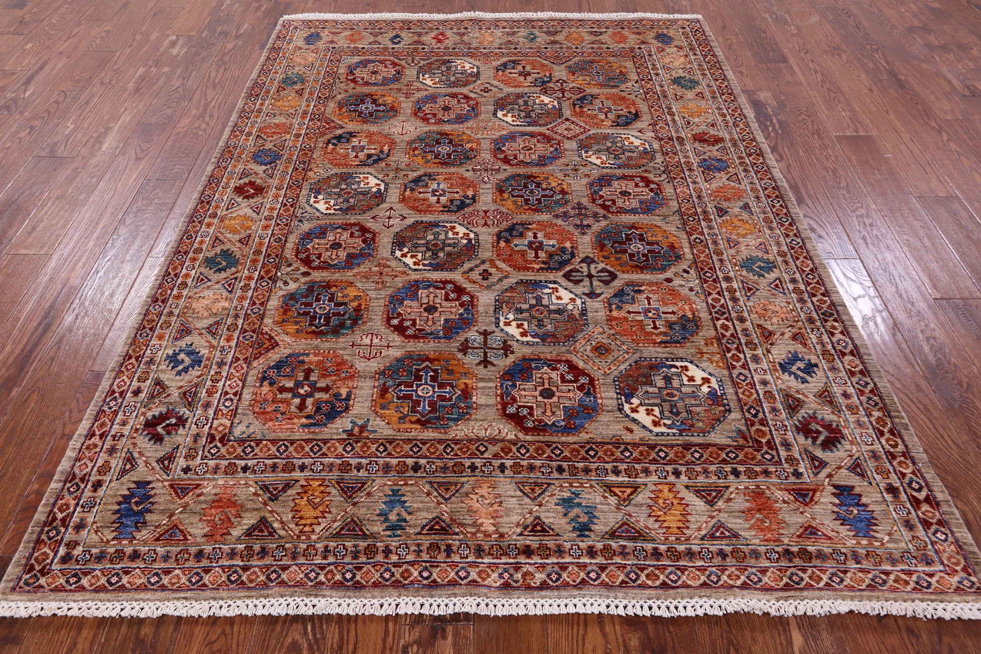 Turkmen Ersari Handmade Wool Rug - 5' 10" X 7' 7" - Golden Nile