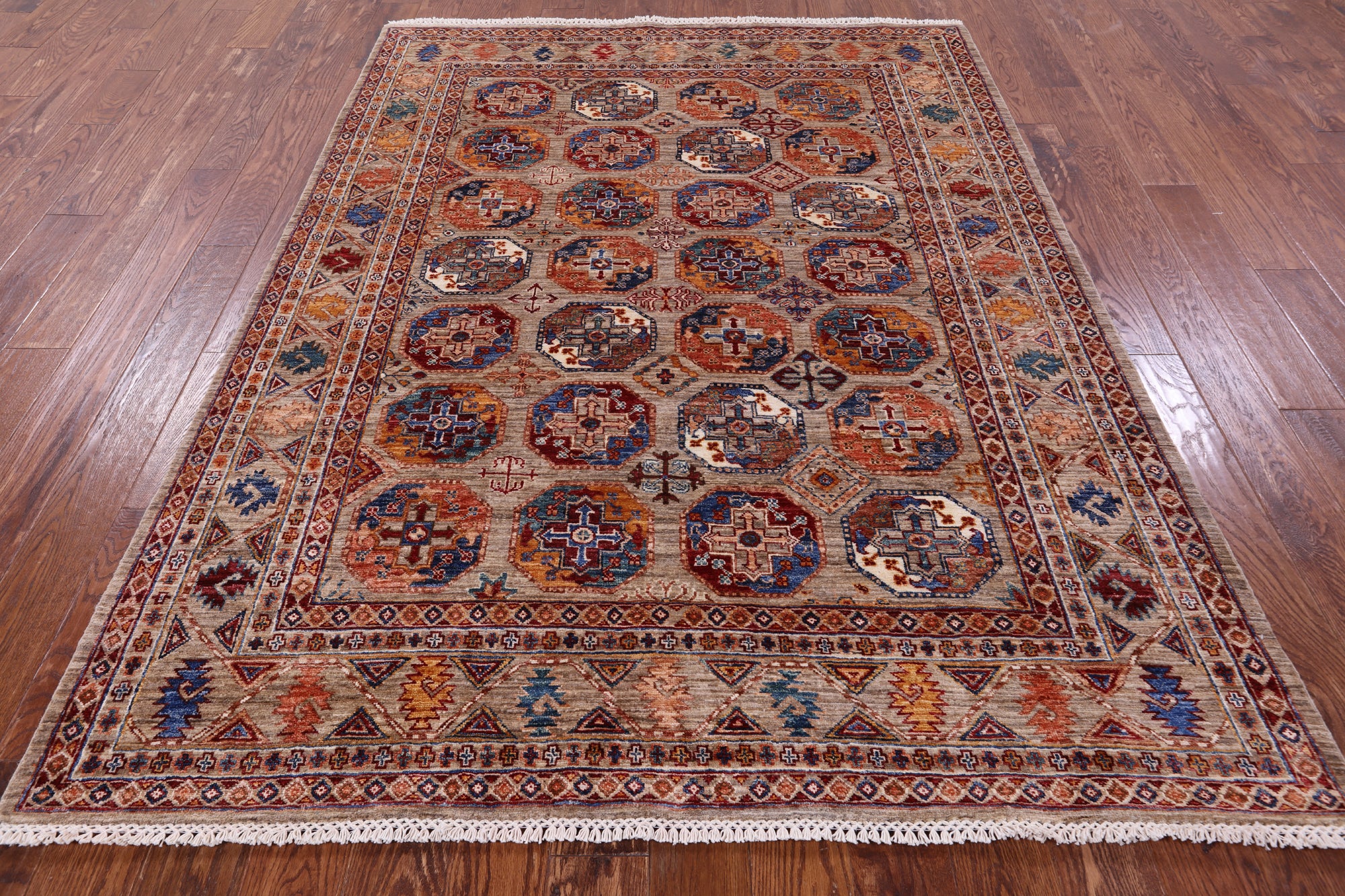 Turkmen Ersari Handmade Wool Rug - 5' 10" X 7' 7" - Golden Nile