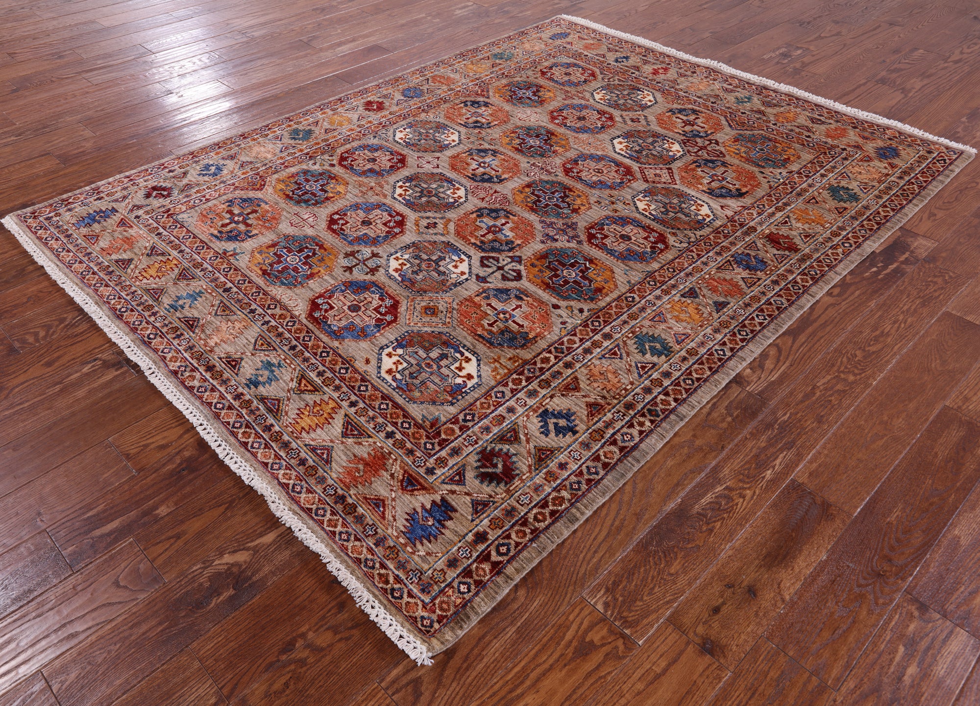 Turkmen Ersari Handmade Wool Rug - 5' 10" X 7' 7" - Golden Nile